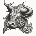 asian water buffalo tribal inspired tattoo head only wickedness  evil tattoo design idea