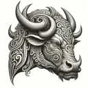 asian water buffalo tribal inspired tattoo head only wickedness  evil tattoo design idea