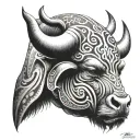 asian water buffalo tribal inspired tattoo head only wickedness  evil tattoo design idea