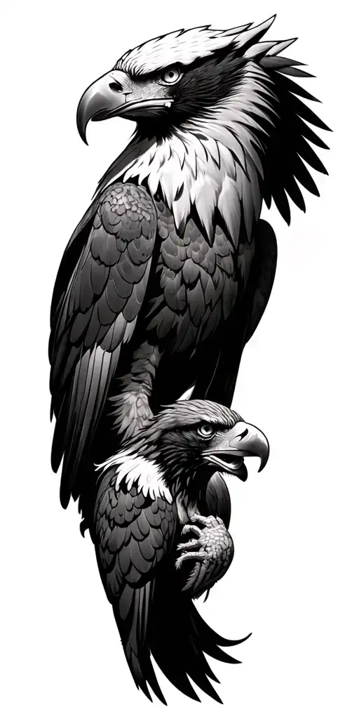 multiple animal sleeve tattoo featuring an eagle at the top tattoo design idea