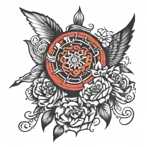  3/4 sleeve with half tattoo with black and white and other half with colourfull elements, representing BPD tattoo design idea