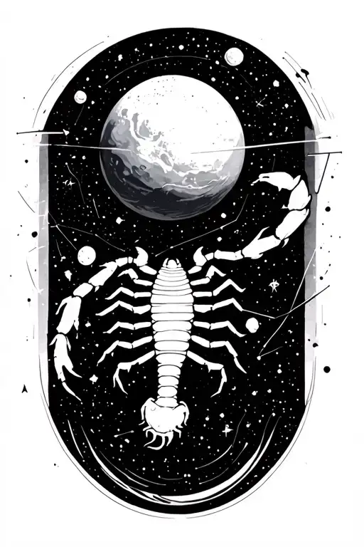 scorpio constellation, minimalism, pluto planet tattoo design idea