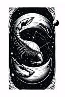 scorpio constellation, minimalism, pluto planet tattoo design idea