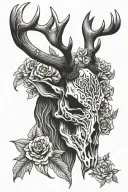 red stag skull tattoo design idea