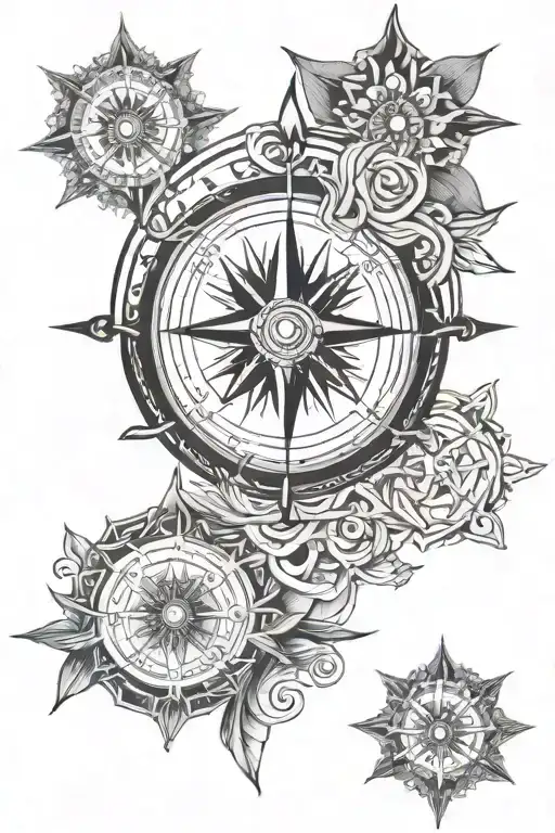 compass with mandala design incorporating tattoo design idea