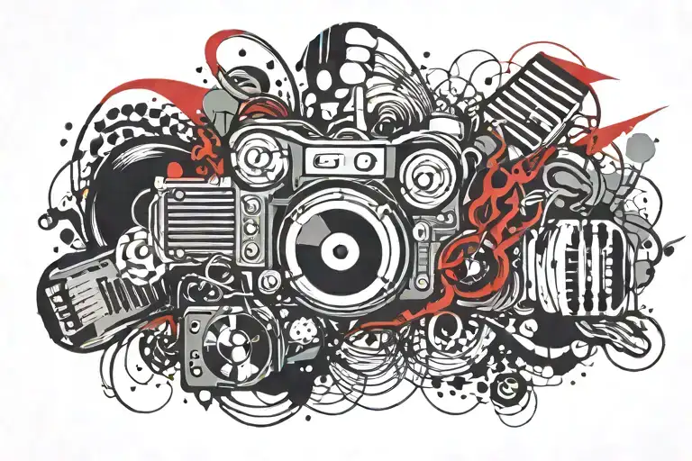 armband tattoo featuring music and remembers dad tattoo design idea