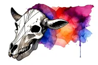 western cow skull surrounded with geometric design tattoo design idea