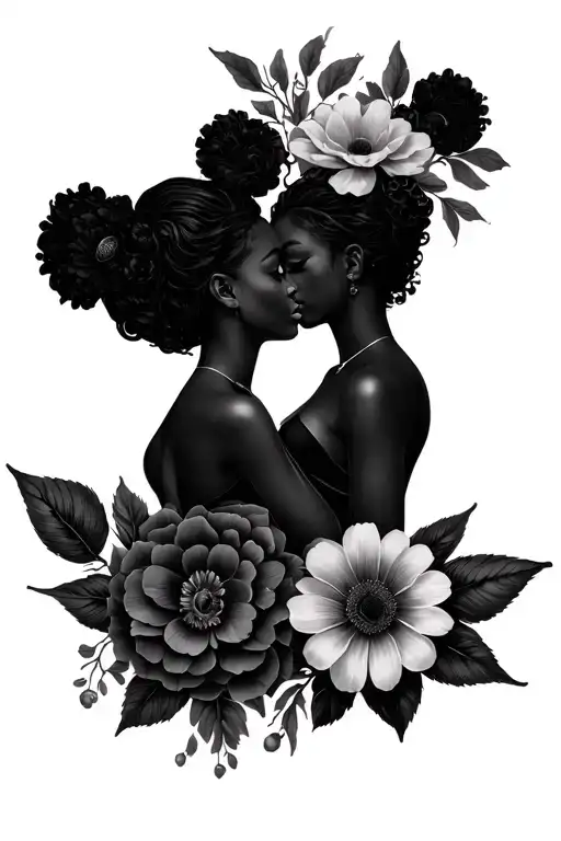 Gemini twins represented with flowers  tattoo design idea