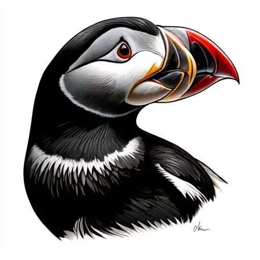 puffin having fun tattoo design idea