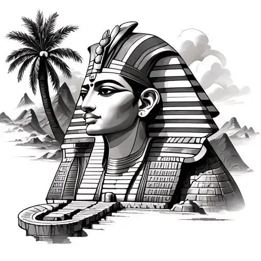 Lyrics M Egyptian Landscape tattoo design idea