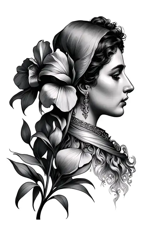 Iris and Saint-Anthony tattoo design idea