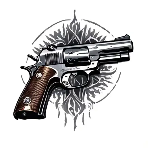 1911 Colt barrel transform tattoo design idea