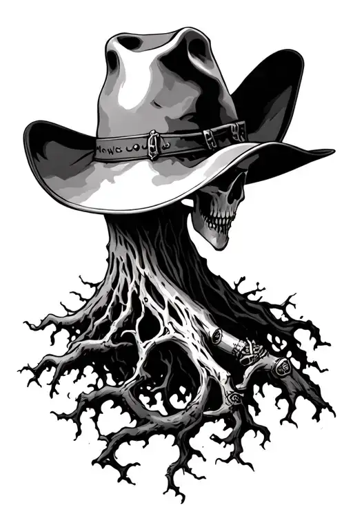 poison tree and cowboy hat tattoo design idea