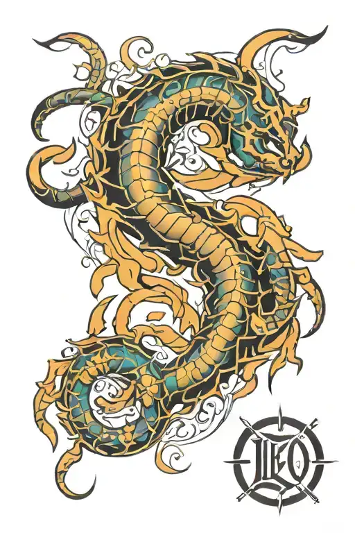 leo scorpio symbol combined tattoo design idea
