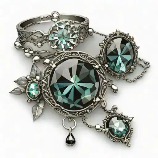 jewelry set with central gemstone tattoo design idea