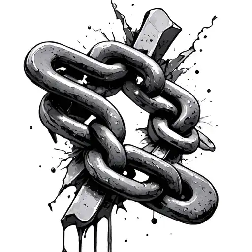 A broken chain means overcoming problems and standing tattoo design idea