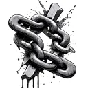A broken chain means overcoming problems and standing tattoo design idea
