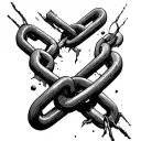 A broken chain means overcoming problems and standing tattoo design idea