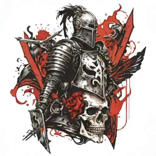 The knight has a skull instead of a head tattoo design idea