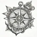 compass anchor intertwined tattoo design idea