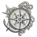compass anchor intertwined tattoo design idea