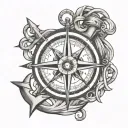 compass anchor intertwined tattoo design idea