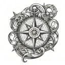 compass anchor intertwined tattoo design idea