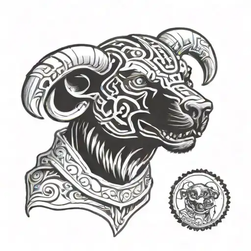 houndoom, head shot image tattoo design idea