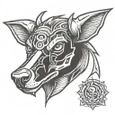 houndoom, head shot image tattoo design idea