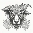 houndoom, head shot image tattoo design idea