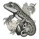 gecko with mountain design incorporating elements tattoo design idea