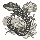 gecko with mountain design incorporating elements tattoo design idea