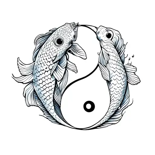 koi fish yin yang pisces tattoo design idea