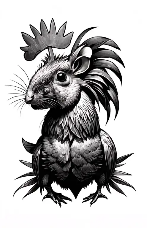 rooster and rat mexican style tattoo design idea
