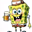 spongebob with beer tattoo design idea