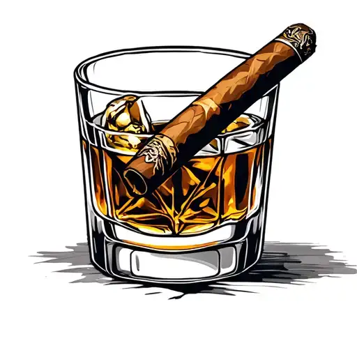 Whiskey And Cigar tattoo design idea