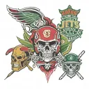 new york jets, cleveland guardians, cleveland cavaliers, and the ohio state buckeyes tattoo design idea