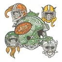 new york jets, cleveland guardians, cleveland cavaliers, and the ohio state buckeyes tattoo design idea