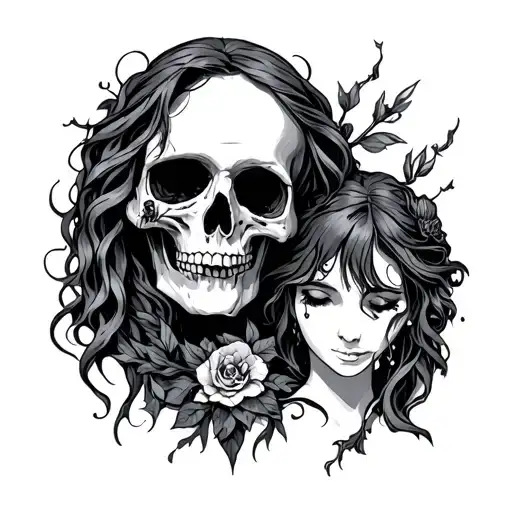 death and mother tattoo design idea
