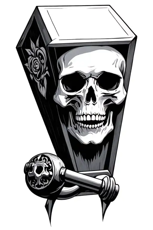 gym, skulls, coffin tattoo design idea