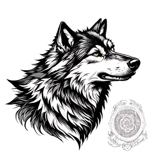 wolf looking forward tattoo design idea