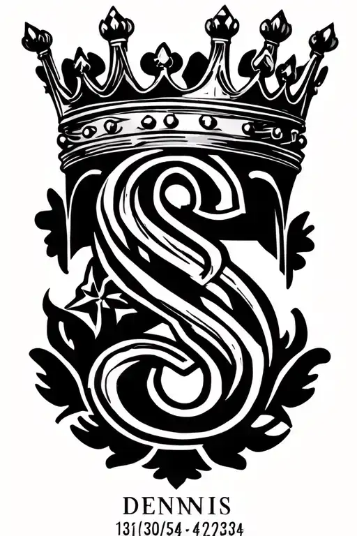 "Dennis 10/30/54 - 4/21/24" Dennis Scypion 831  10/30/54 - 4/21/24 King crown with letter S tattoo design tattoo design idea
