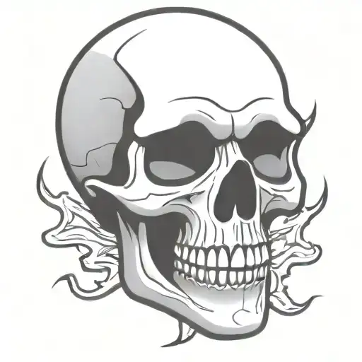 skull cartoon simple outline comic book style tattoo design idea