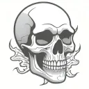 skull cartoon simple outline comic book style tattoo design idea