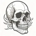 skull cartoon simple outline comic book style tattoo design idea