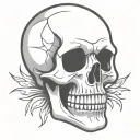skull cartoon simple outline comic book style tattoo design idea