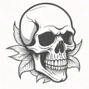 skull cartoon simple outline comic book style tattoo design idea