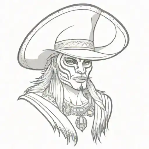 the sheppard is wearing a big sombrero hat and the panthers are black tattoo design idea