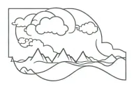 Ocean wave merging into a mountain range, merging into a flame trail, merging into a bunch of clouds as a single line tattoo design idea