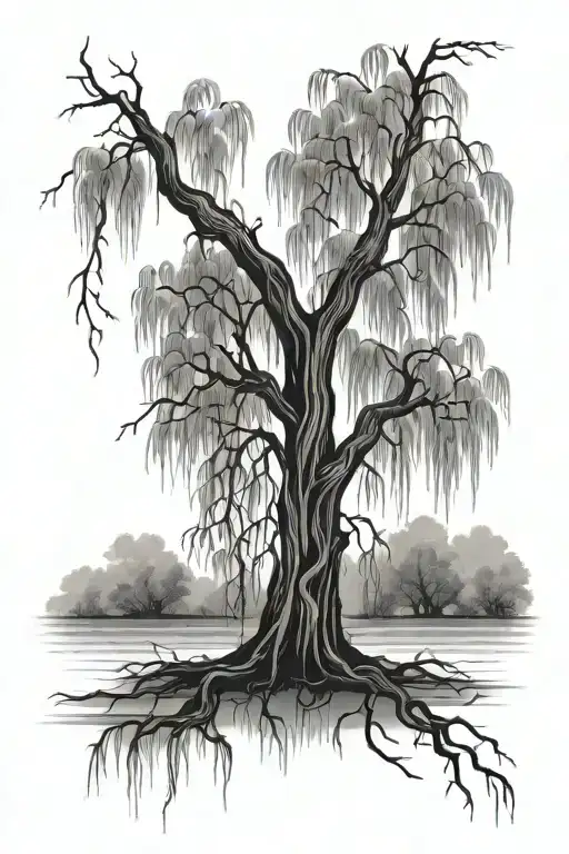 weeping willow tree goth style tattoo tattoo design idea